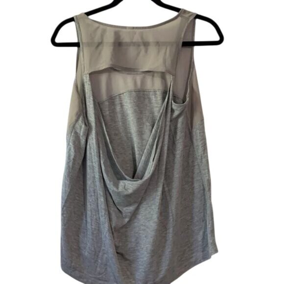 Gray Mesh Back Heathered Tank Top Lightweight Breathable Yoga Activewe - Picture 2 of 9